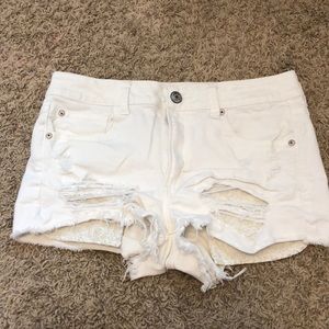 White jean shorts